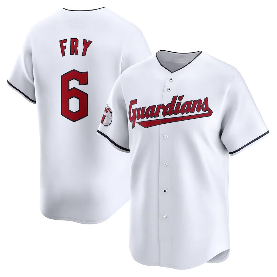 Cleveland Guardians #6 David Fry Home Limited Player Jersey - White Stitched Baseball Jersey baseball jersey product view 1