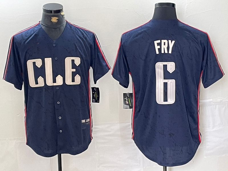 Cleveland Guardians #6 David Fry Navy 2024 City Connect Limited Stitched Baseball Jerseys baseball jersey product view 1