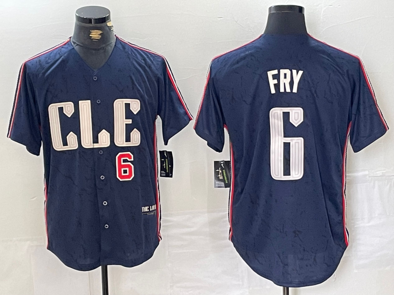 Cleveland Guardians #6 David Fry Number Navy 2024 City Connect Limited Stitched Baseball Jerseys baseball jersey product view 1