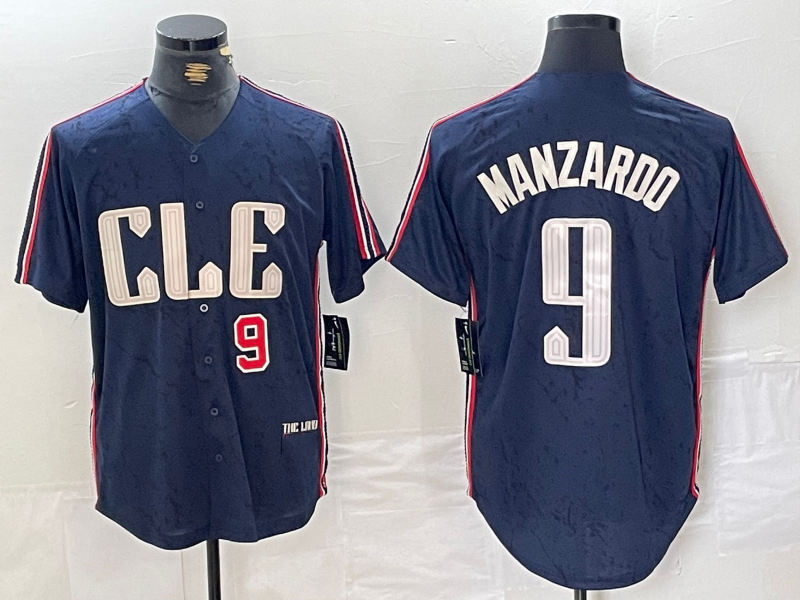 Cleveland Guardians #9 Kyle Manzardo Number Navy 2024 City Connect Limited Stitched Baseball Jerseys baseball jersey product view 1