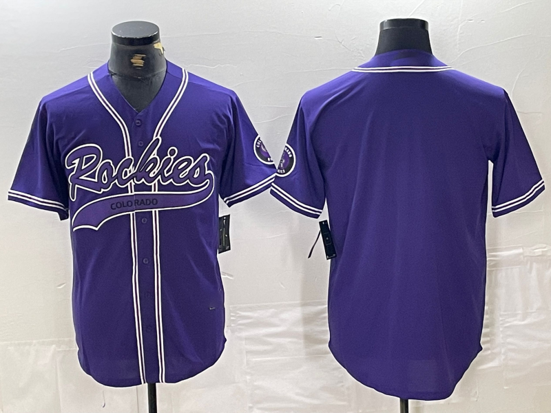 Colorado Rockies Blank Purple With Patch Cool Base Stitched Baseball Jersey baseball jersey product view 1
