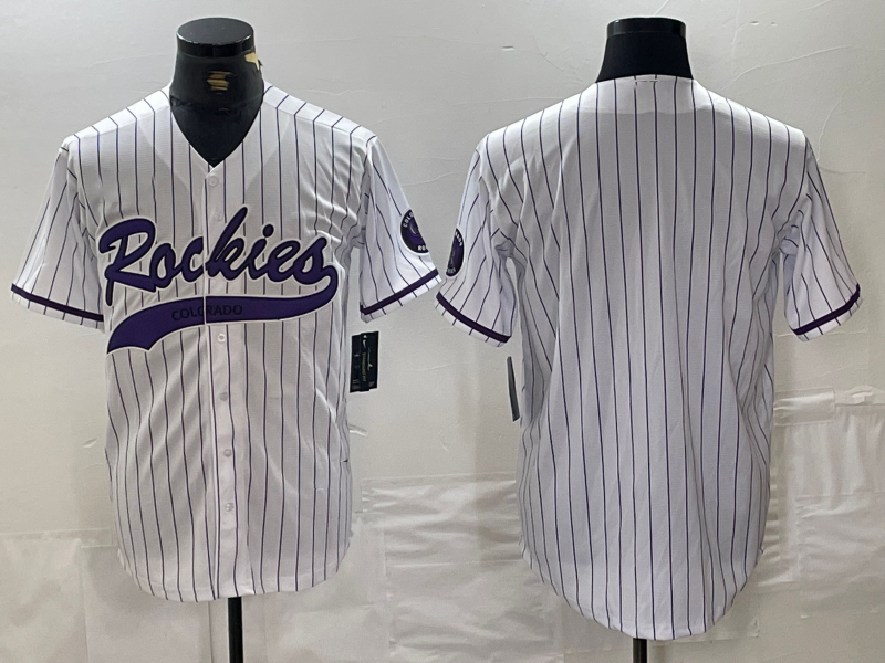 Colorado Rockies Blank White With Patch Cool Base Stitched Baseball Jersey baseball jersey product view 1