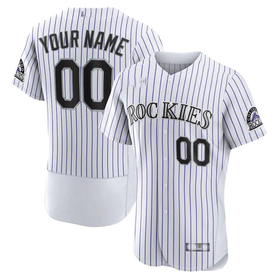 Custom Colorado Rockies White Home Authentic Custom Jersey Baseball Jerseys baseball jersey product view 1