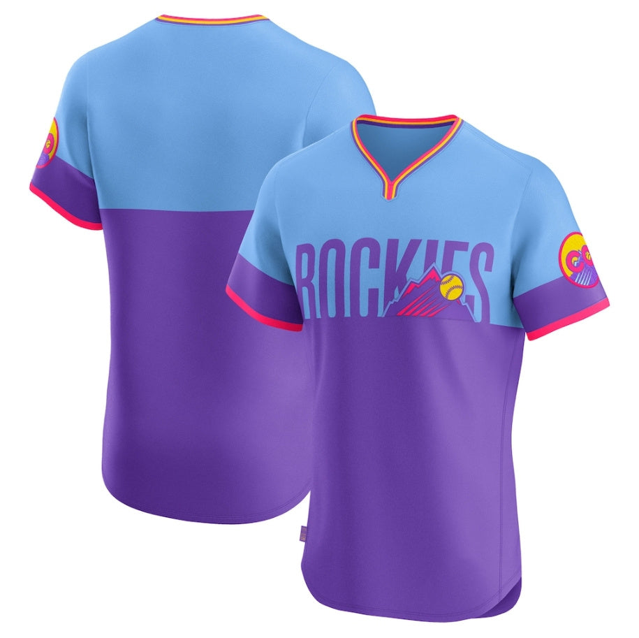 Colorado Rockies Purple/Light Blue 2025 City Connect Elite Baseball Jerseys baseball jersey product view 1