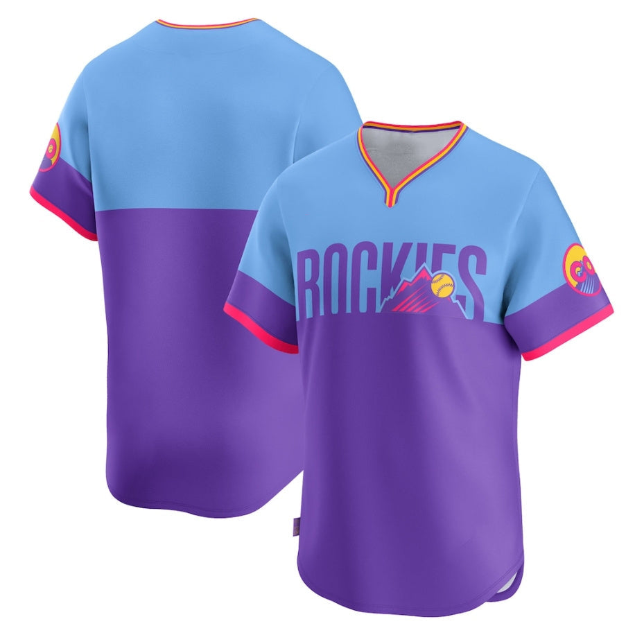 Colorado Rockies Purple/Light Blue 2025 City Connect Limited Baseball Jerseys baseball jersey product view 1