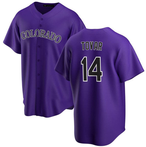 Colorado Rockies #14 Ezequiel Tovar Purple Cool Base Stitched Baseball Jersey baseball jersey product view 1