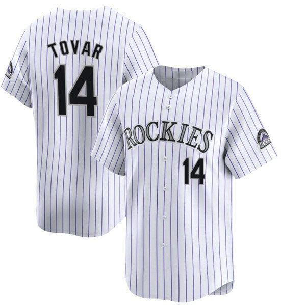 Colorado Rockies #14 Ezequiel Tovar White White Home Limited Stitched Baseball Jersey baseball jersey product view 1