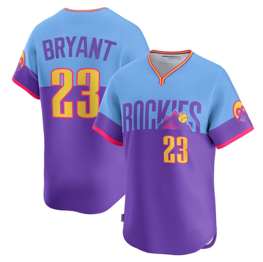 Colorado Rockies #23 Kris Bryant Purple/Light Blue 2025 City Connect Limited Player Baseball Jerseys baseball jersey product view 1