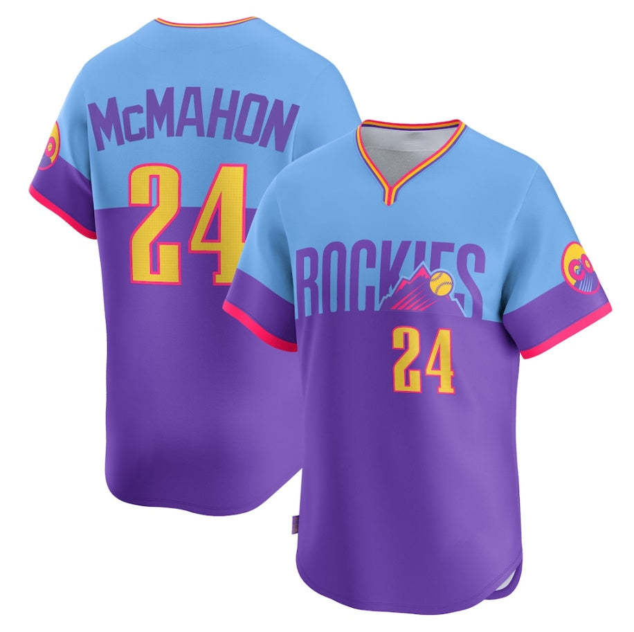 Colorado Rockies #24 Ryan McMahon Purple/Light Blue 2025 City Connect Limited Player Baseball Jerseys baseball jersey product view 1
