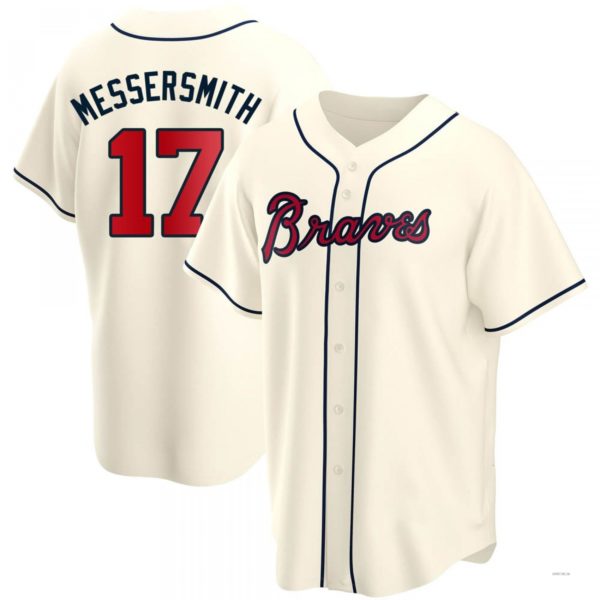 Atlanta Braves #17 Andy Messersmith Cream Alternate Jersey Stitches Baseball Jerseys baseball jersey product view 1