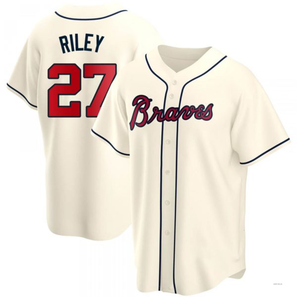 Atlanta Braves #27 Austin Riley Cream Alternate Jersey Stitches Baseball Jerseys baseball jersey product view 1
