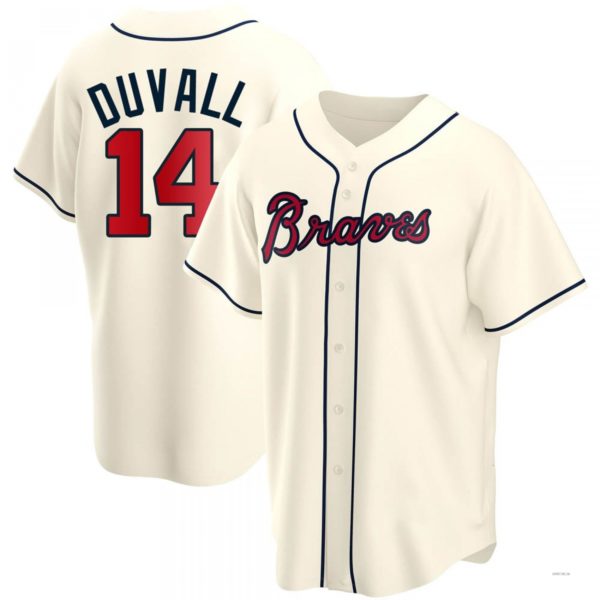 Atlanta Braves #14 Adam Duvall Cream Alternate Jersey Stitches Baseball Jerseys baseball jersey product view 1