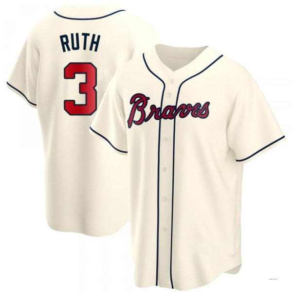 Atlanta Braves #3 Babe Ruth Cream Alternate Jersey Stitches Baseball Jerseys baseball jersey product view 1