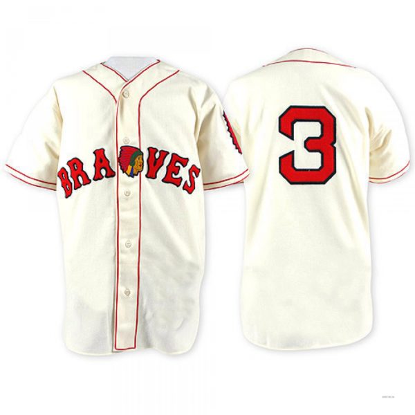 Atlanta Braves #3 Babe Ruth Cream Throwback Jersey Stitches Baseball Jerseys baseball jersey product view 1