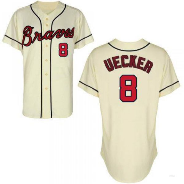 Atlanta Braves #8 Bob Uecker Cream Throwback Jersey Stitches Baseball Jerseys baseball jersey product view 1