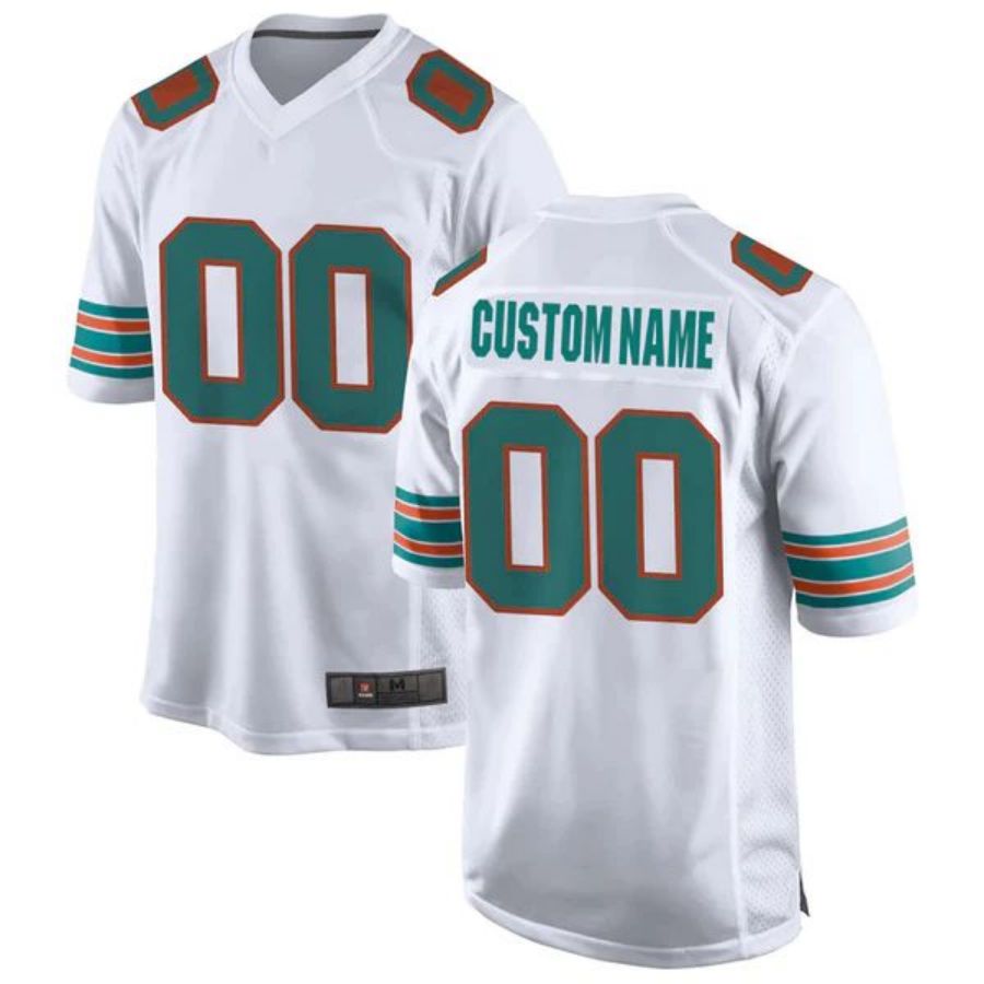 Custom M.Dolphins White Jersey -Stitched American Football Jerseys football jersey product view 1