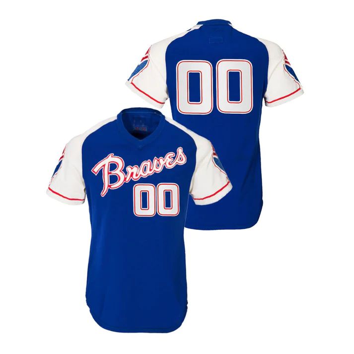 Custom Atlanta Braves Blue Baseball Throwback Jersey Heritage Jerseys Stitched Baseball Jerseys baseball jersey product view 1