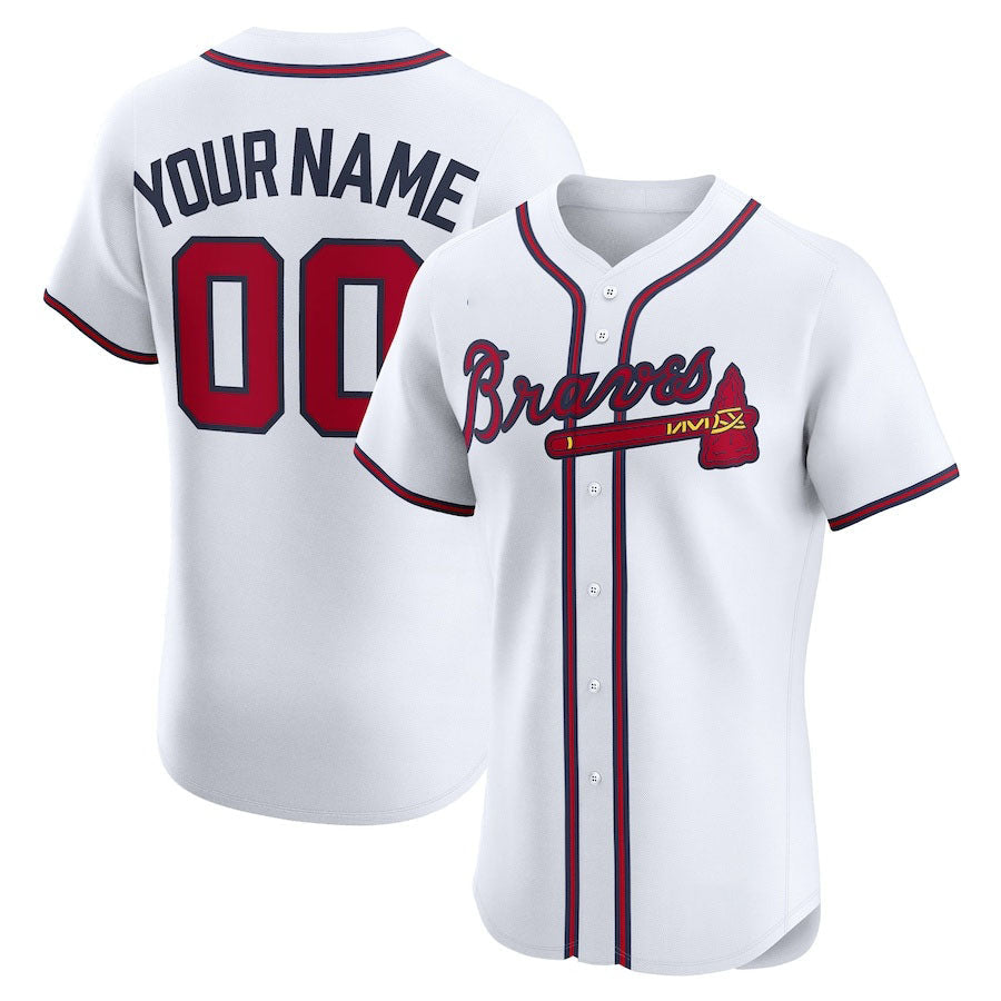 Custom Atlanta Braves Home Elite Jersey ¨C White Baseball Jerseys baseball jersey product view 1