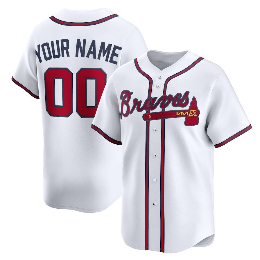 Custom Atlanta Braves Home Limited Jersey - White Baseball Jerseys baseball jersey product view 1