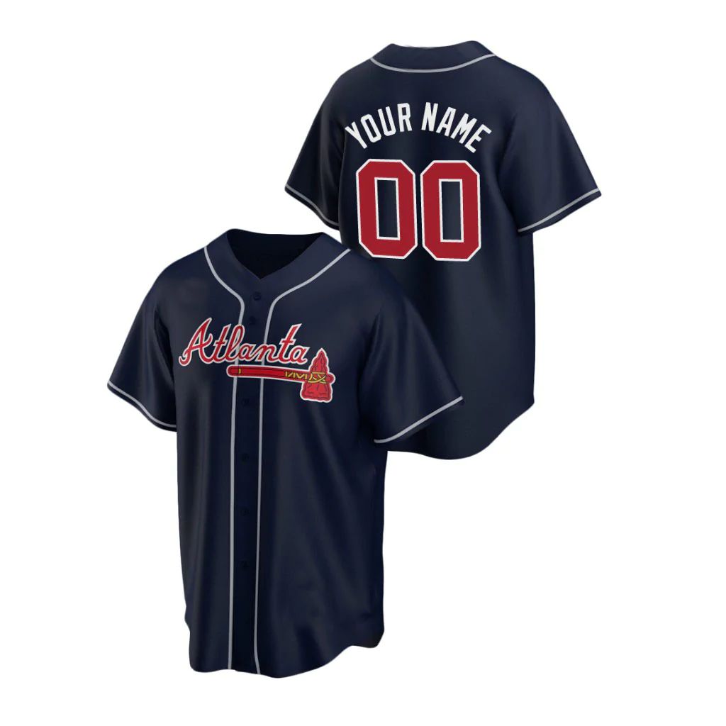 Custom Atlanta Braves Navy Men Youth Women Stitched Team Name Number Birthday gift All Star 150th Stitched Jersey Baseball Jersey baseball jersey product view 1