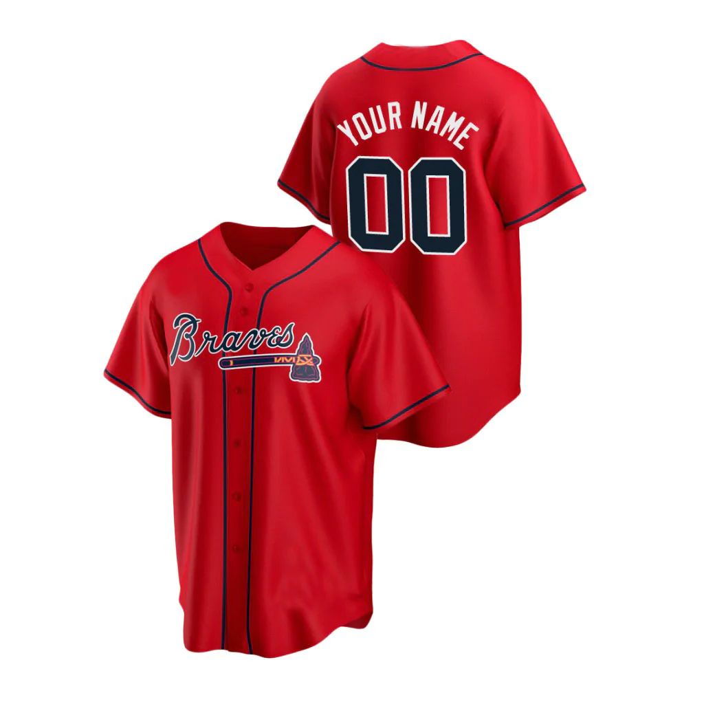 Custom Atlanta Braves Red Men Youth And Women Birthday gift Stitched Baseball Jerseys baseball jersey product view 1