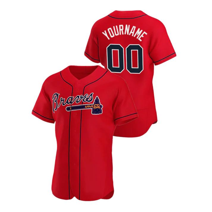 Custom Atlanta Braves Stitched Red Baseball Jerseys baseball jersey product view 1