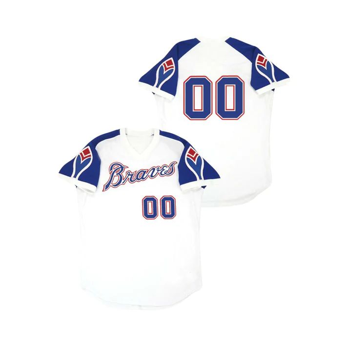 Custom Atlanta Braves White Throwback Cooperstown Jersey Stitched Baseball Jerseys baseball jersey product view 1