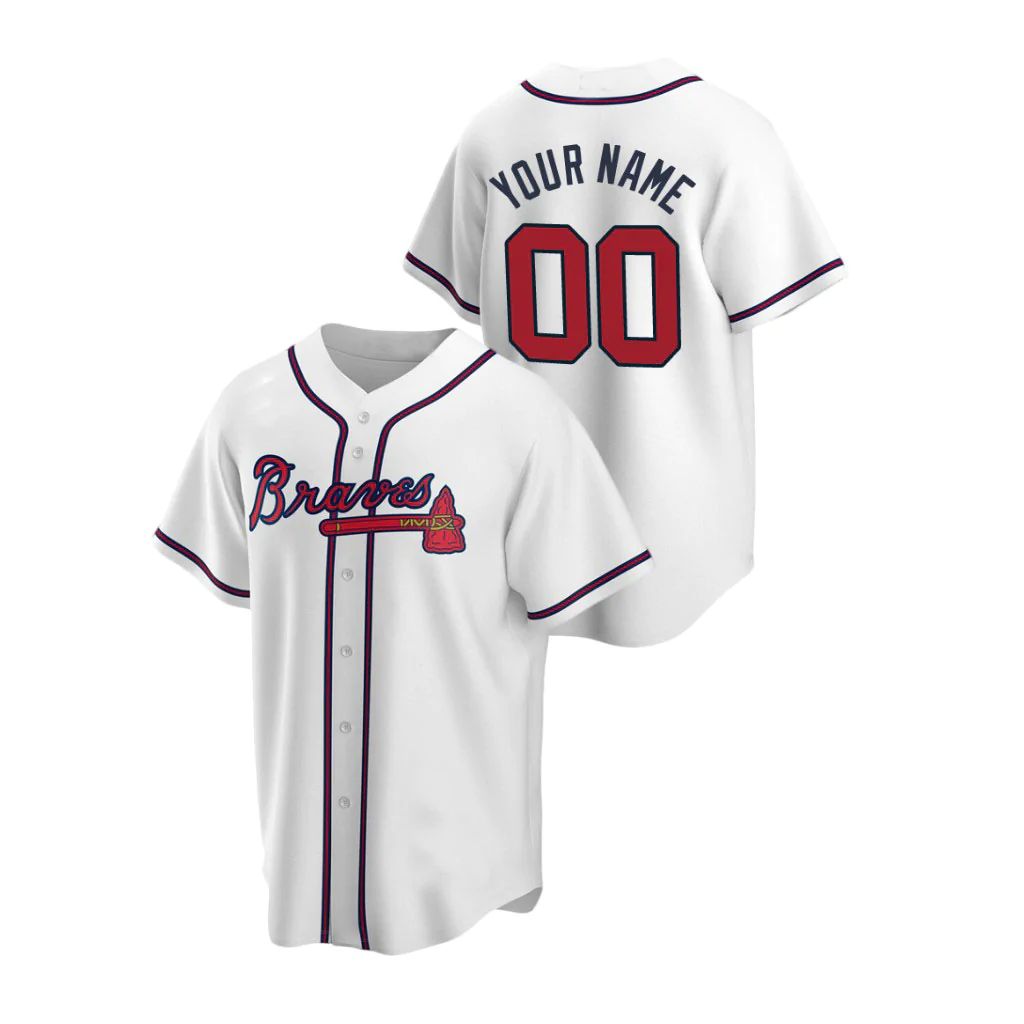 Custom Atlanta Braves White Men Youth And Women Birthday gift Stitched Baseball Jerseys baseball jersey product view 1