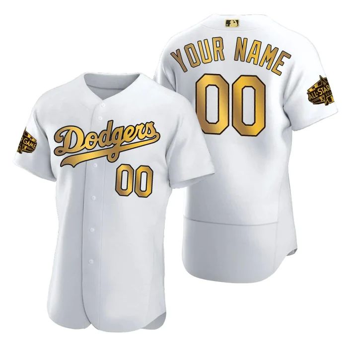 Custom Los Angeles Dodgers White Gold 2022 All Star Game Stitched Jerseys Elite Baseball Jerseys baseball jersey product view 1