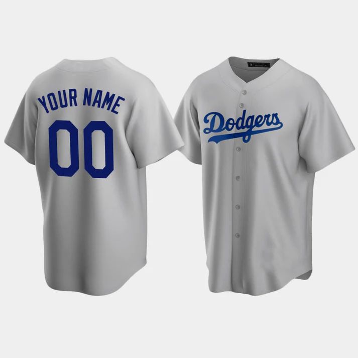 Custom Los Angeles Dodgers Grey Stitched Jerseys Baseball Jerseys baseball jersey product view 1