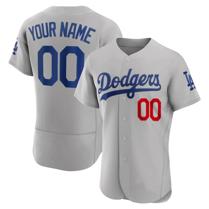 Custom Los Angeles Dodgers Grey Stitched Jerseys Baseball Jerseys baseball jersey product view 1
