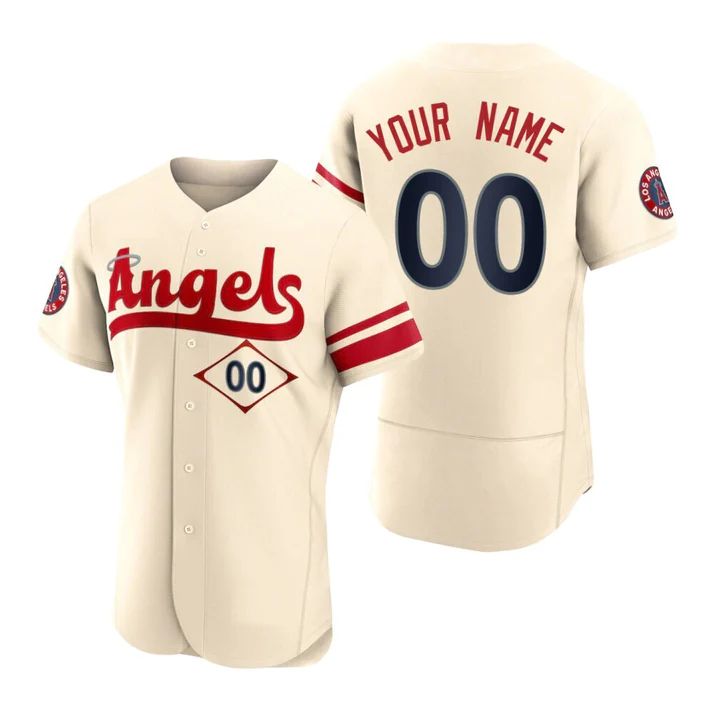 Custom Los Angeles Angels Cream Stitched 2022 City Connect Jersey Baseball Jerseys baseball jersey product view 1