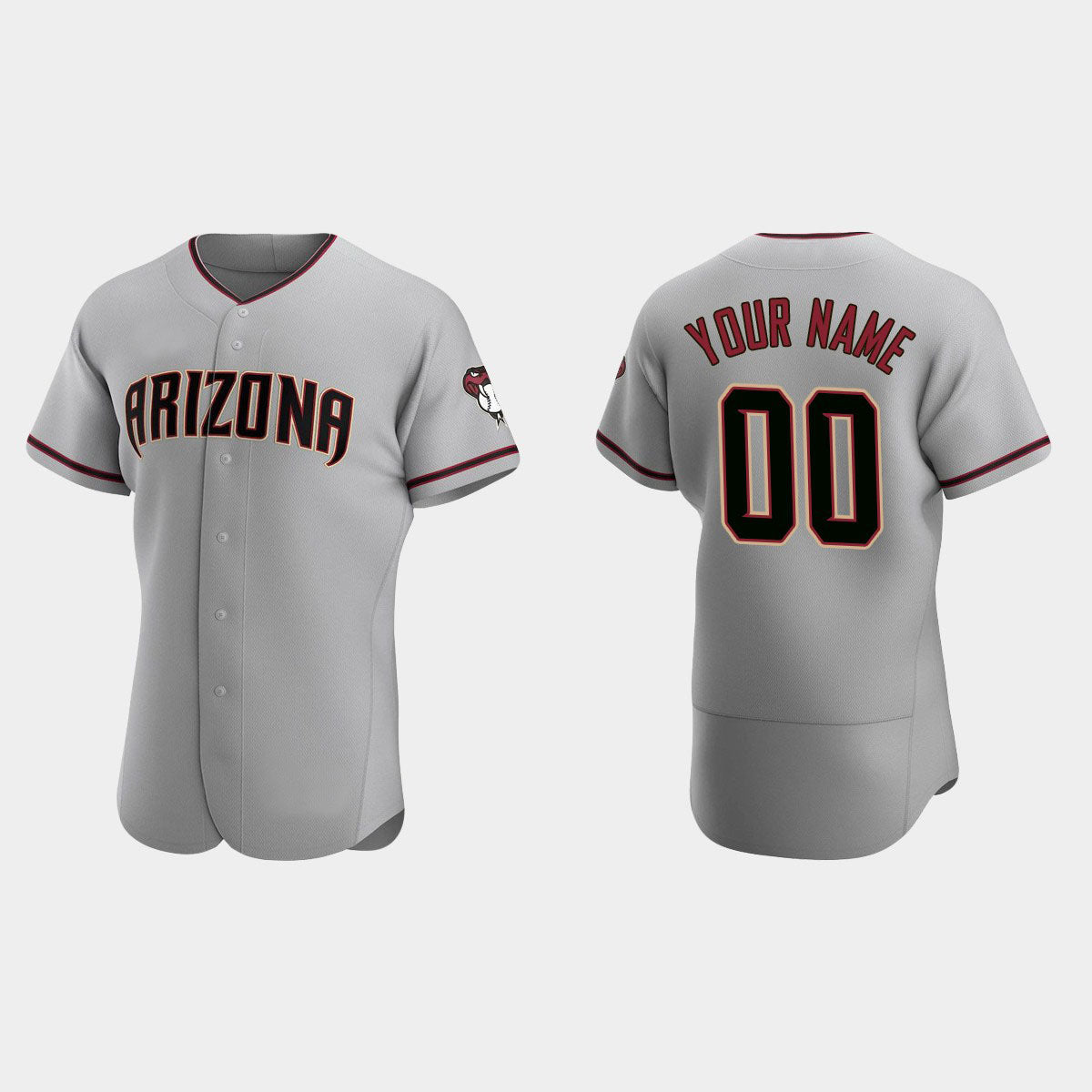 Baseball Mens Custom A.Diamondback Stitched Gray 2022 Road Jersey baseball jersey product view 1