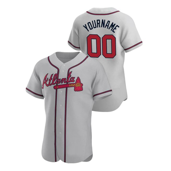 Custom Atlanta Braves Gray Jersey Stitched Baseball Jerseys baseball jersey product view 1