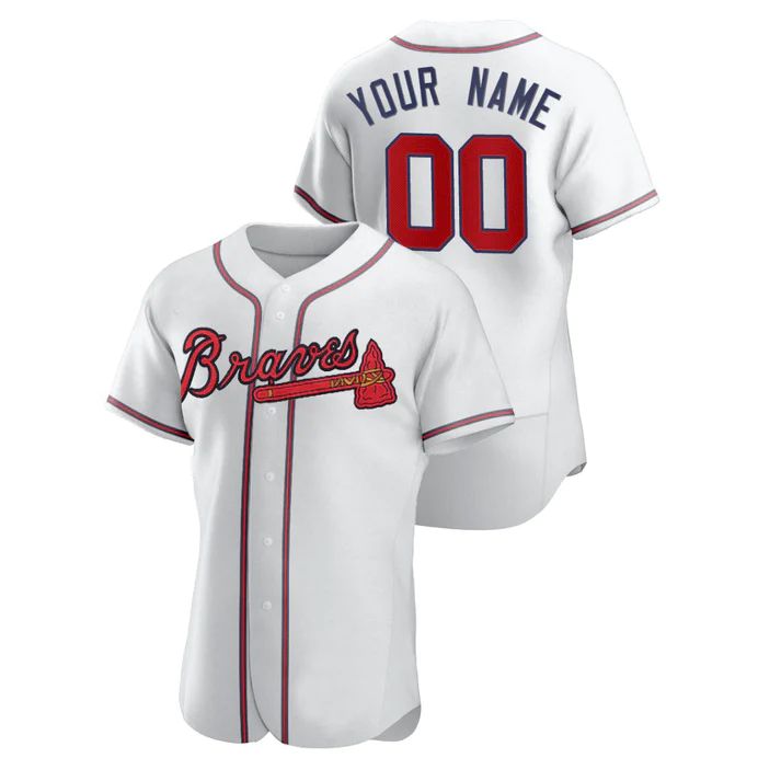 Custom Atlanta Braves White Jersey Stitched Baseball Jerseys baseball jersey product view 1