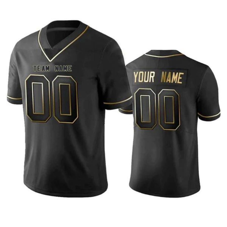Custom C.Panthers Any Team and Number and Name Black Golden Edition American Jerseys Football Jerseys football jersey product view 1