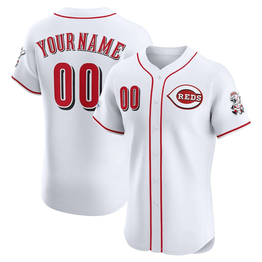 Custom Cincinnati Reds Home Elite Sponsor Patch Jersey ¨C White Stitched Baseball Jerseys baseball jersey product view 1