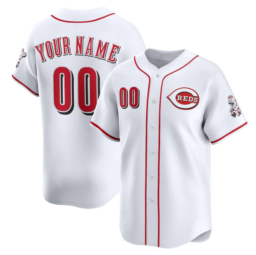 Custom Cincinnati Reds Home Limited Jersey - White Stitched Baseball Jerseys baseball jersey product view 1