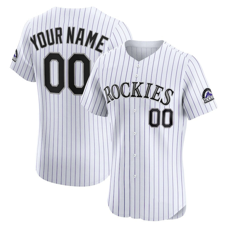 Custom Colorado Rockies Home Elite Jersey ¨C White Baseball Jerseys baseball jersey product view 1
