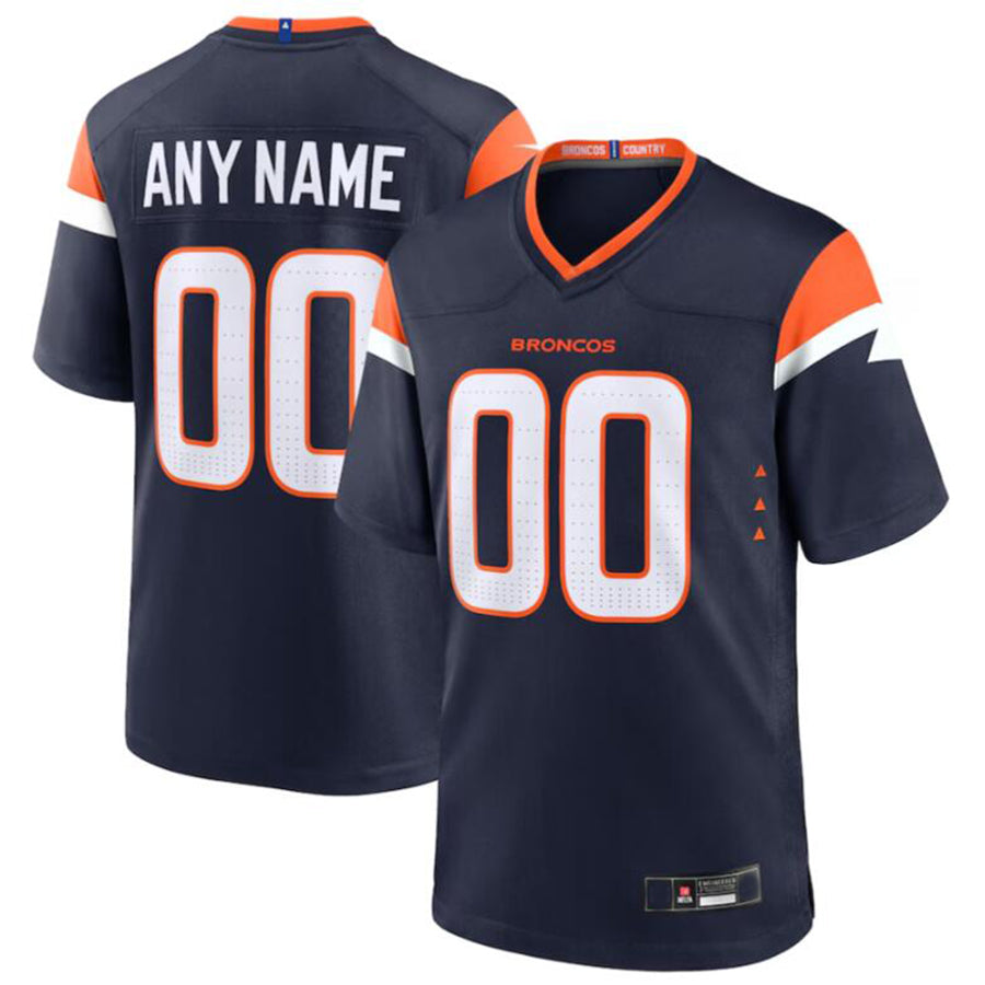 Custom D.Broncos Navy Game Jersey -Stitched American Football Jerseys football jersey product view 2