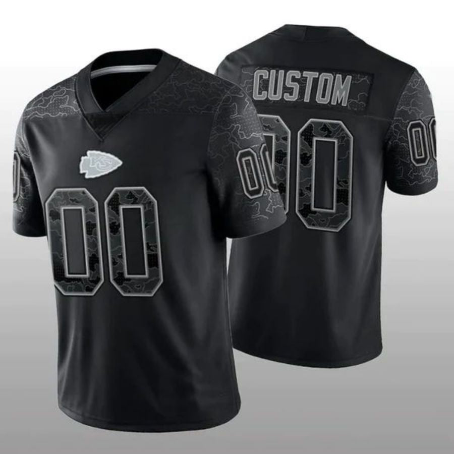 Custom Football KC.Chiefs Stitched Black RFLCTV Limited Jersey Football Jerseys football jersey product view 1