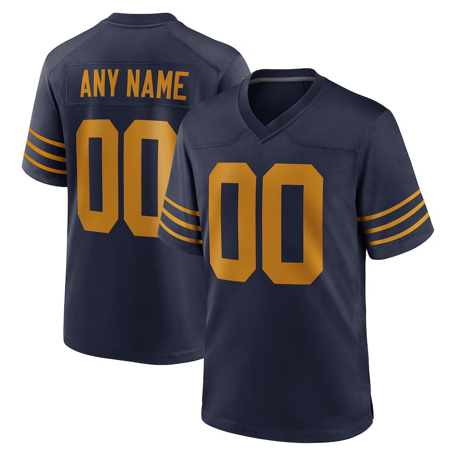 Custom GB.Packers Navy Game Alternate Football Jerseys football jersey product view 2