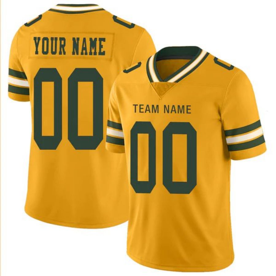 Custom GB.Packers Gold Game Jersey -Stitched American Football Jerseys Personalize Birthday Gifts football jersey product view 1