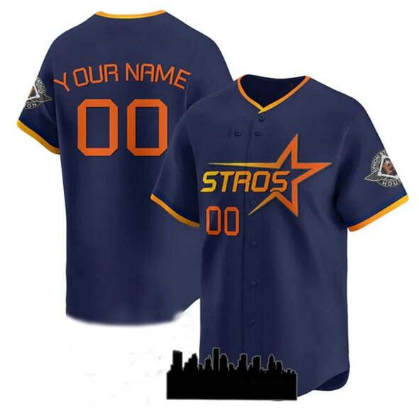 Custom Houston Astros Active Player Navy 2025 City Connect Limited Stitched Baseball Jersey baseball jersey product view 1