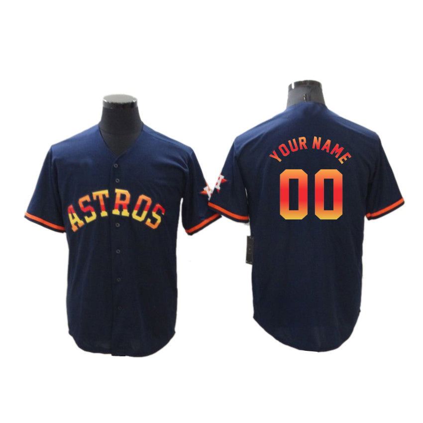 Custom Houston Astros Men Navy Rainbow Stitched Baseball Jersey baseball jersey product view 1