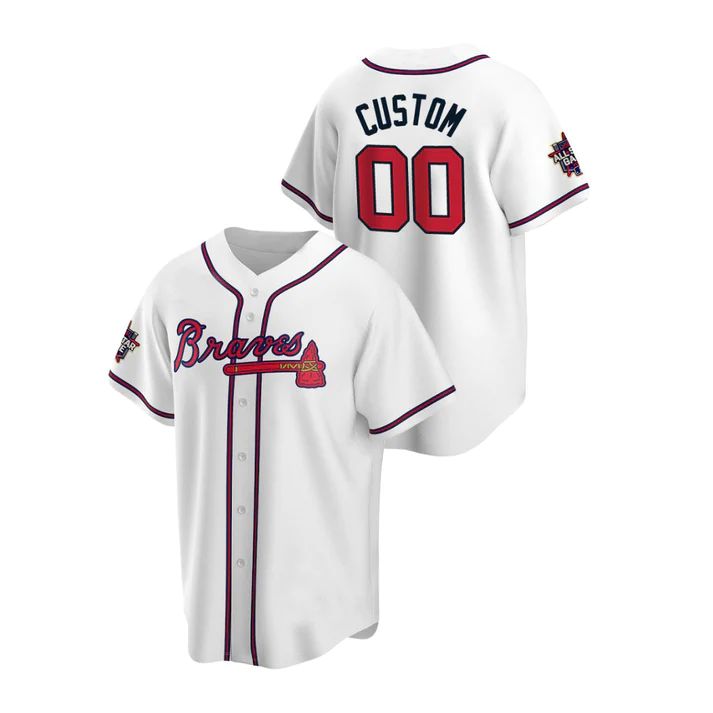 Custom Atlanta Braves White Men Youth Women Team Name Number Birthday gift 2021 All Star Stitched Baseball Jerseys baseball jersey product view 1