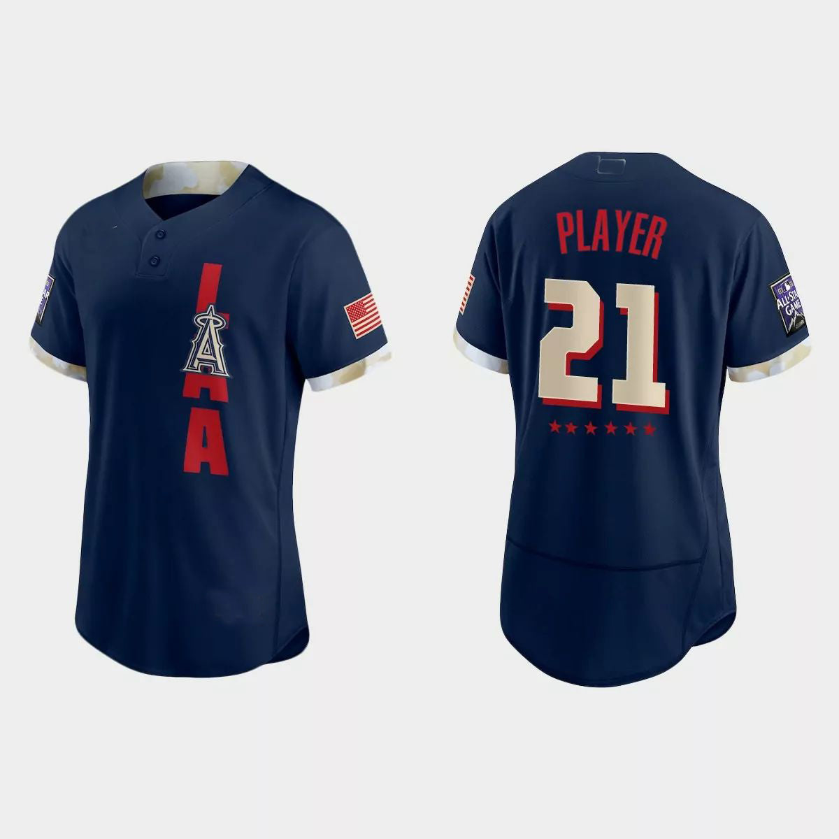 Custom Los Angeles Angels 2021 All-Star Game Authentic Jersey ¨C Navy Stitched Baseball Jerseys baseball jersey product view 1