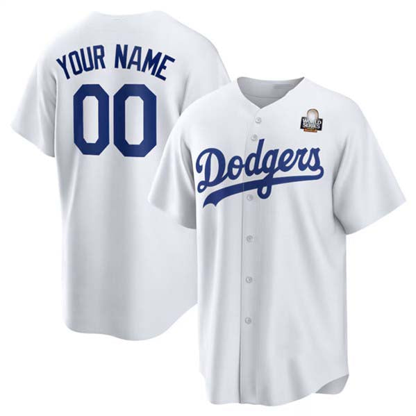 Custom Los Angeles Dodgers Active Player White 2024 World Series Cool Base Stitched Baseball Jersey baseball jersey product view 1
