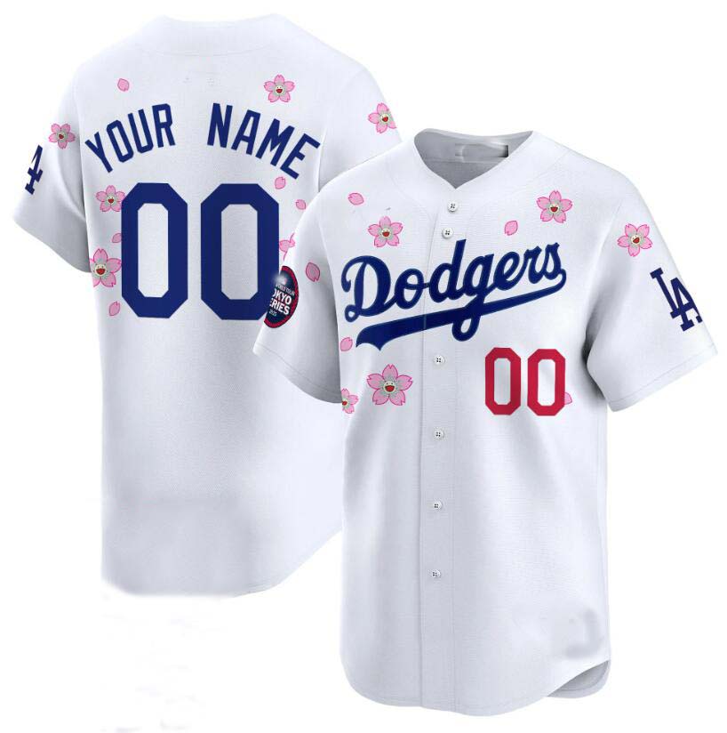 Custom Los Angeles Dodgers Active Player White 2025 Tokyo Series Limited Stitched Baseball Jersey baseball jersey product view 1