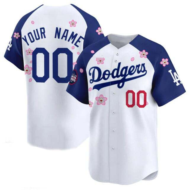 Custom Los Angeles Dodgers Active Player White Royal 2025 Tokyo Series Limited Stitched Baseball Jersey baseball jersey product view 1